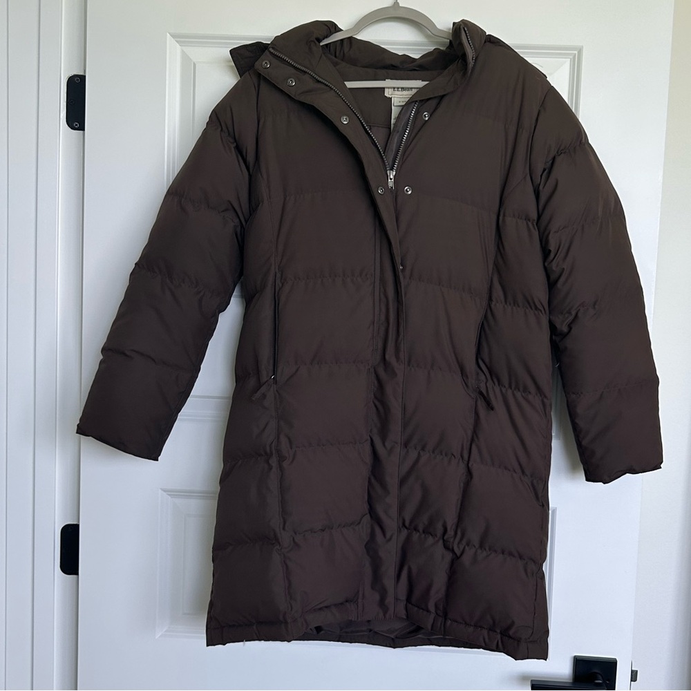 L.L. Bean Chocolate Brown Quilted Ultrawarm Down Coat